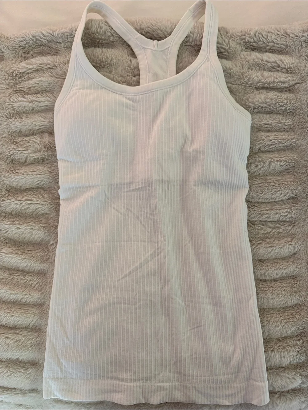 lululemon athletica White Ribbed Racerback Tank